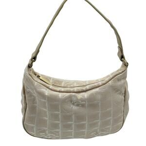 CHANEL New Travel Line Champagne Nylon Quilted Shoulder Bag*Pristine Condition